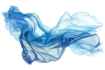 Elegant Blue Fabric Floating Gracefully Against a transparent background