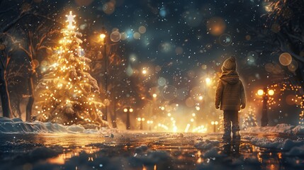 Person Standing in Front of Christmas Tree