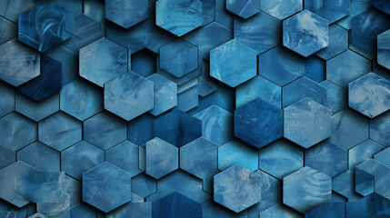 A blue abstract background with a pattern of hexagons, modern wallpaper