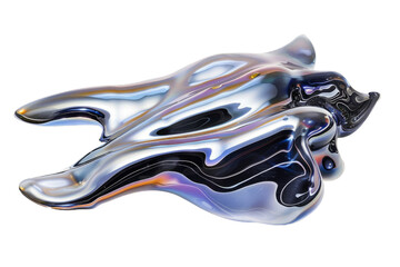 Abstract Liquid Metal Wave on transparent background