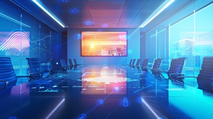 Seamless Connectivity HighTech Boardroom Video Conference with WiFi 7 Network