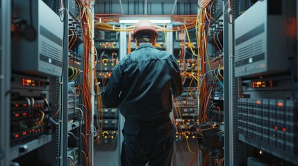 Tech Genius Solving Data Center Dilemmas with Precision and Expertise IT Specialist at Work
