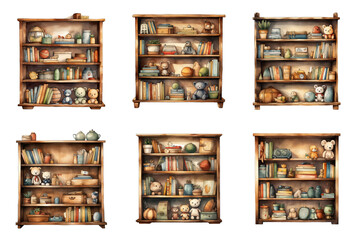 Wooden Shelves Filled with Vibrant Books, Perfect for Home Libraries