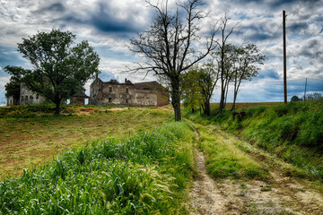 Farmhouses towards abandonment, Tortona surroundings, Tortonesi hills, Alessandria, Piedmont, Italy