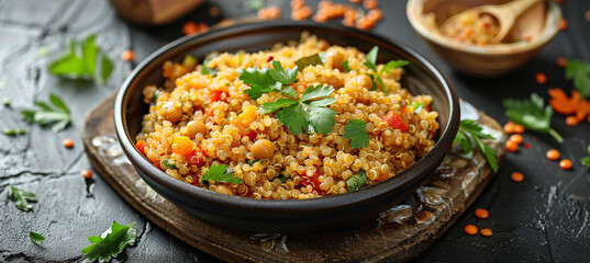 Healthy quinoa dal khichdi. This quinoa dal khichdi is made with quinoa, lentils, vegetables and spices.