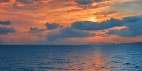 Fototapeta premium sunset over the ocean, sky with couds