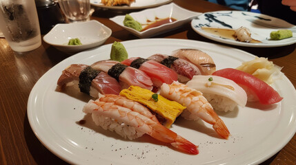 Delicious Sushi Serving Presentation., Culinary World Tour, Food and Street Food