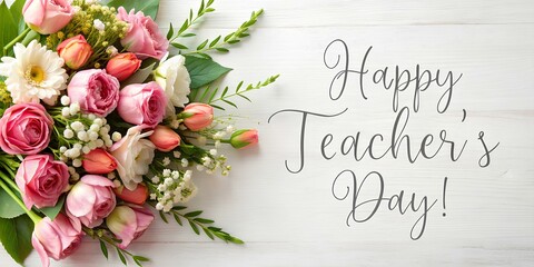 White wooden background with a message for teachers day 'happy teachers day Teachers Day Background