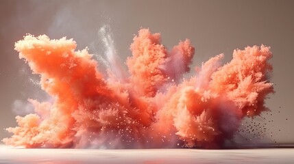   Orange and pink smoke rising from the water's surface, mirrored in its calm reflection