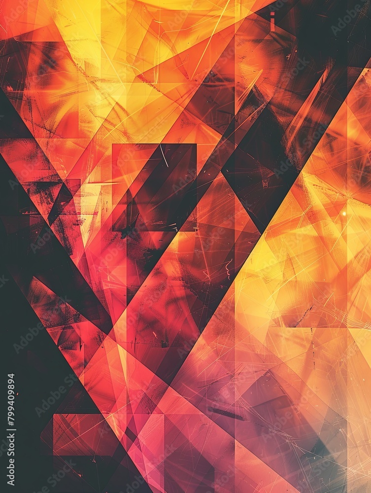 Poster Geometric Shapes, Suitable for those who want to add strictness and modernity to their designs. Ideal for presentations in finance, architecture, or technology. Generative AI.