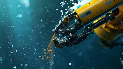 Exploring the Depths Underwater Robotic Arm Collecting Sediment Core for Environmental Study