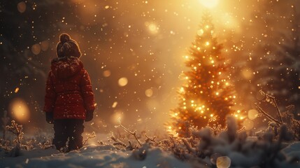 Obraz premium Person Standing in Front of Christmas Tree