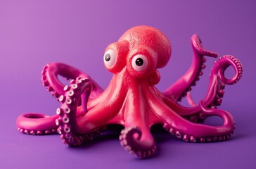 Pink octopus toy on purple