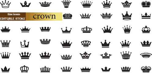 Crown icon set. Crown sign collection.  © Ayoub