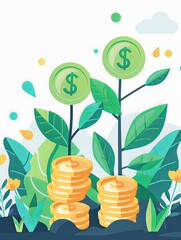 Growing Money Account, Ideal for banks, investment funds, and financial consultants. The background can depict an account with an increasing sum of money. Generative AI.