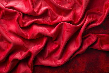 Close up detailed smooth soft velvet red fabric texture. Macro background
