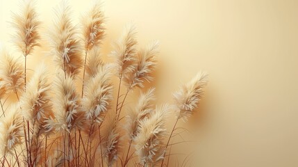Fototapeta premium A tight shot of dry grass bundles against a yellow wall background
