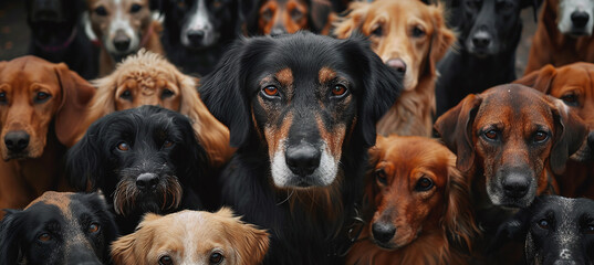 background group of dogs of different breeds