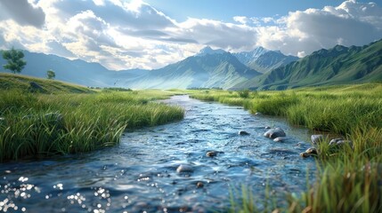 Tranquil D Rendering of a Majestic River Invitation to Serenity and Wonder
