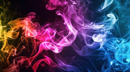Fototapeta premium Abstract colorful smoke in blue and pink colors on black background