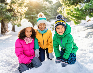 children playing in snow