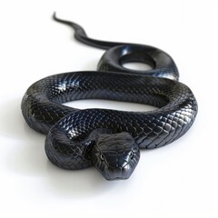Black Snake on White Background