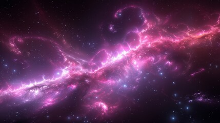  stars scattered around, middle holds a spiral object, bright pink and blue stars at image center