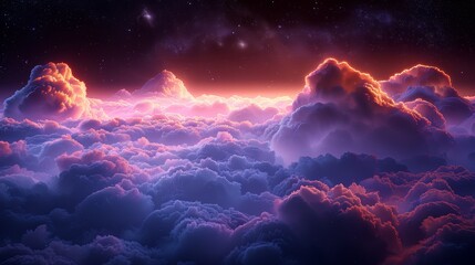   A constellation of clouds in the sky, with a solitary star shining in their midst, and an array of stars scattered above