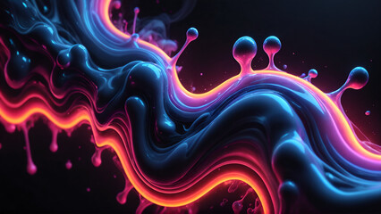 Abstract liquid background. Futuristic fluid backdrop. Neon smoke. Weird shape abstraction. Sci-fi stock illustration