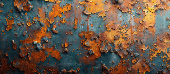 Rusted Metal Wall With Orange Paint