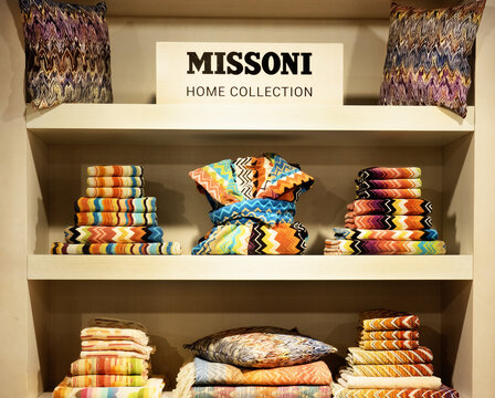 Bathroom and kitchen accessories in terry cloth. Missoni home collection.Milan - Italy,April 25,2024