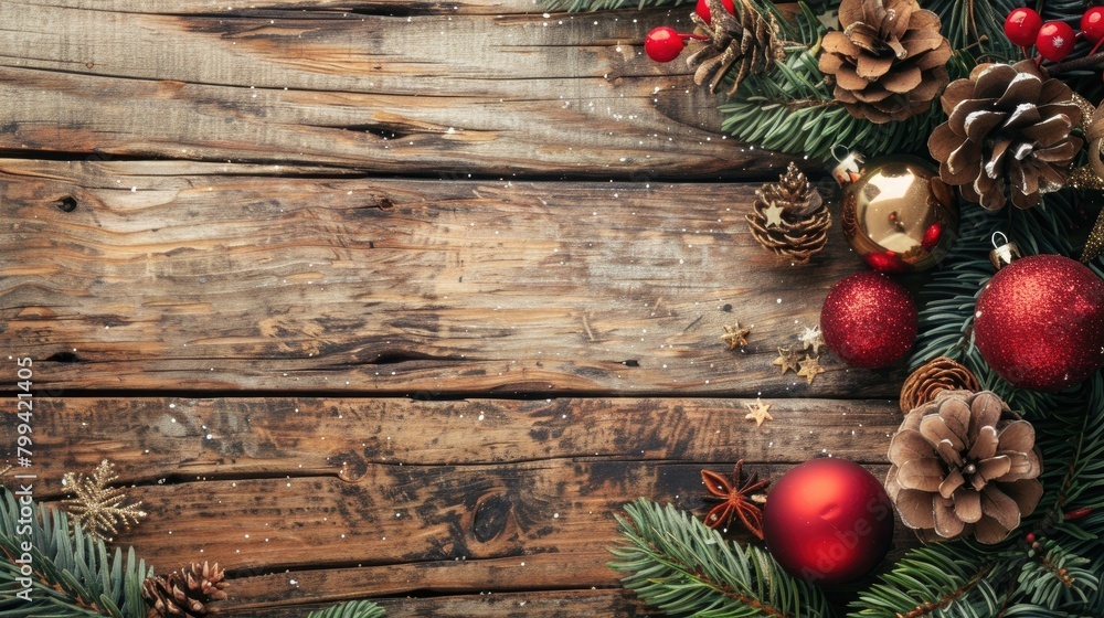 Poster christmas themed decorations on a wooden surface