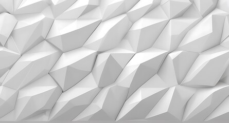 White abstract low-poly, horizontal polygonal triangular mosaic background for design concepts