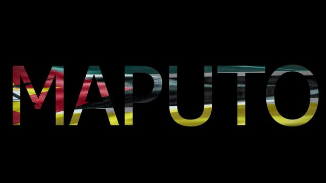 Maputo Name on Transparent Background. Waving Flag