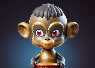 A cute 3d cartoon monkey animal