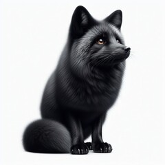 black fox vulpes on white