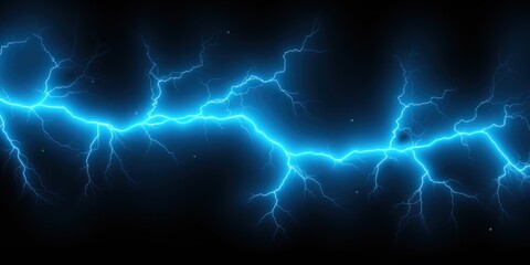 Naklejka na ściany i meble Cyan lightning, isolated on a black background vector illustration glowing cyan electric flash thunder lighting blank empty pattern with copy space