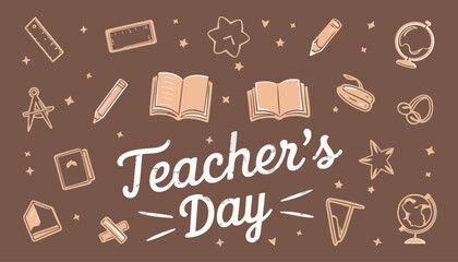 Happy Teachers Day Background Poster Design with doodle art