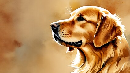 Illustration of a Golden Retriever. Guide dog, a disability assistance dog.