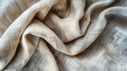 Texture of silver beige cotton fabric displayed from above without any patterns