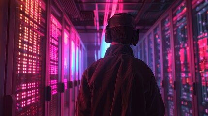 Silent Guardians Expert Technician Maintaining Server Room Temperatures for Optimal Performance in SEO and AI Computing