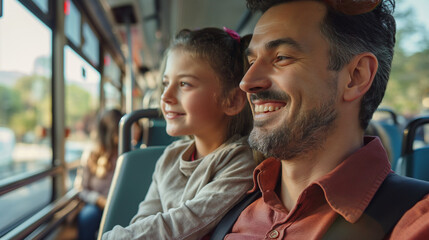 Parents commuting to work together, sharing a few precious moments of conversation before the busy day begins. Joy, happiness, responsibility, respect, education