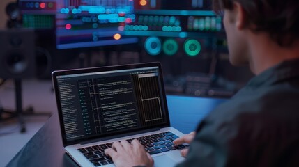 Techsavvy Developer Configuring Secure VPN Connection with Network Configurations and Terminal Commands on Laptop Cybersecurity IT Programming Concept