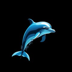 Playful dolphin jumping in blue water