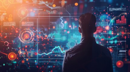 Data Security Expert Monitoring Algorithmic Trading Systems with Cybersecurity Protocols Network Administrator in Action
