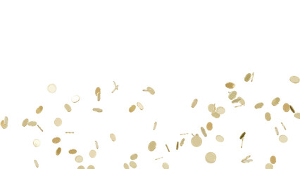 Jackpot or win concept. Coins explosion on isolated background.