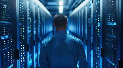 Digital Guardian Network Security Officer Implementing Protocols to Safeguard Vast Digital Network