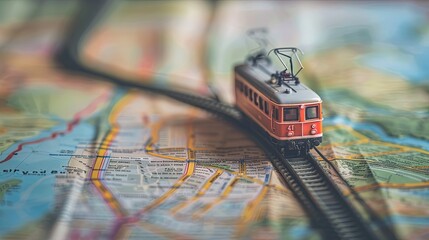 toy train on map travel concept