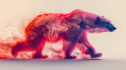 Abstract illustration of a following polar bear. A body consisting of many multi-circle pastel flares.