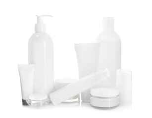 Body care cream. Set of cosmetic products isolated on white